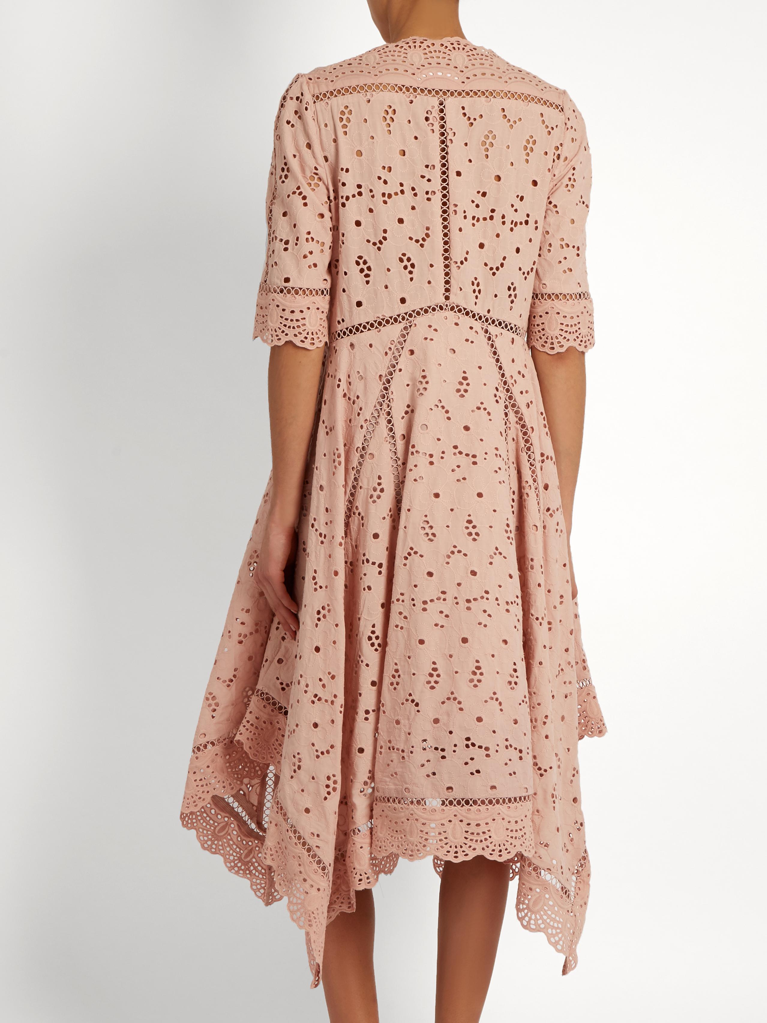 Zimmermann Cotton Mariso Broderieanglaise Dress in Light Pink (Pink